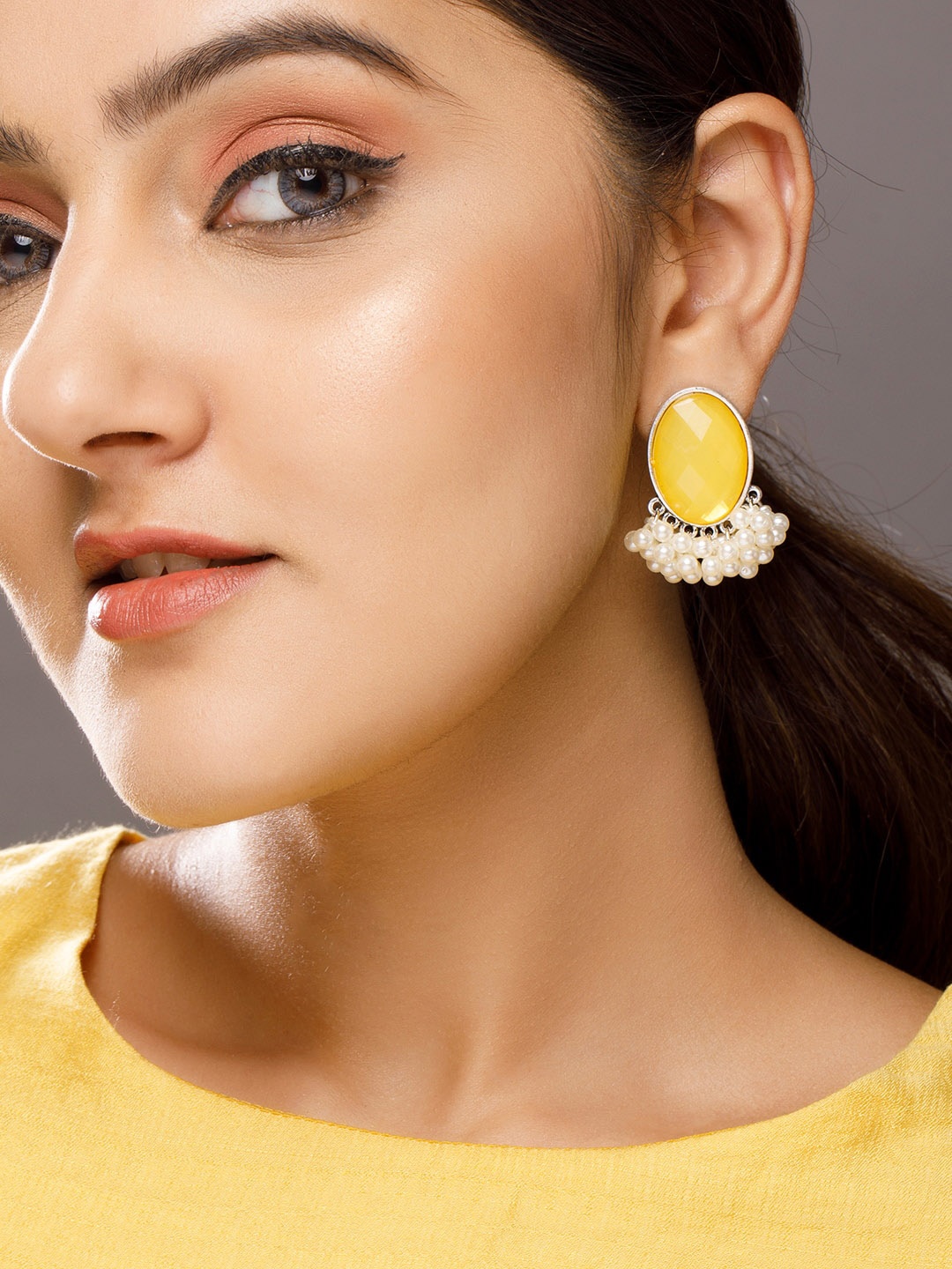 

Rubans Silver-Plated Oval Drop Earrings