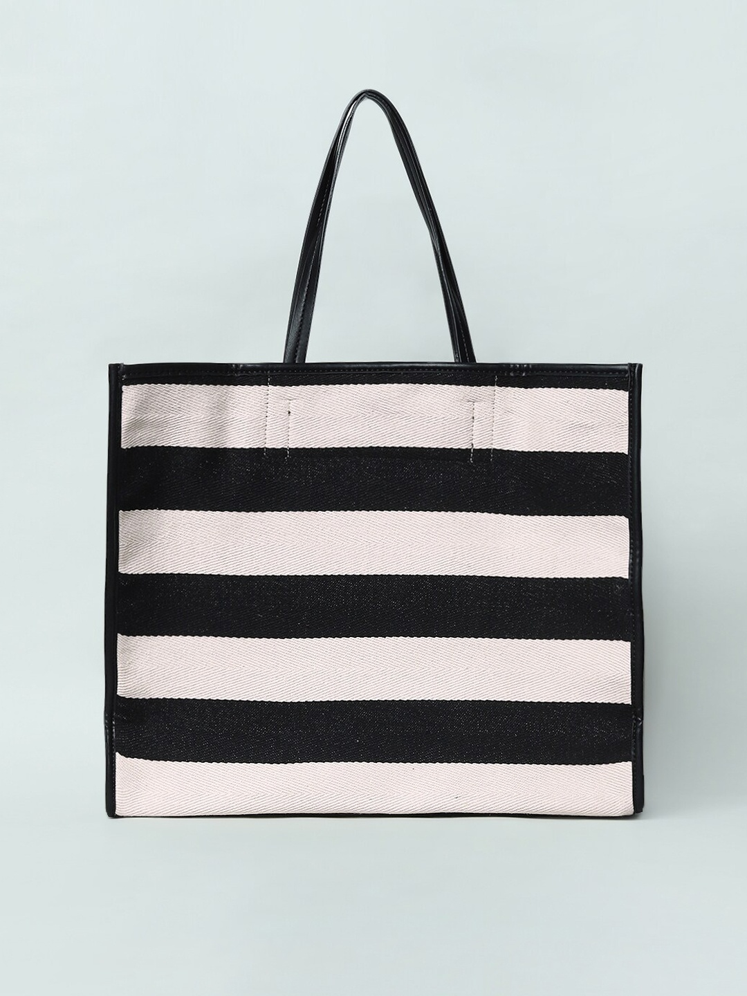 

ONLY Black & White Striped Shopper Tote Bag