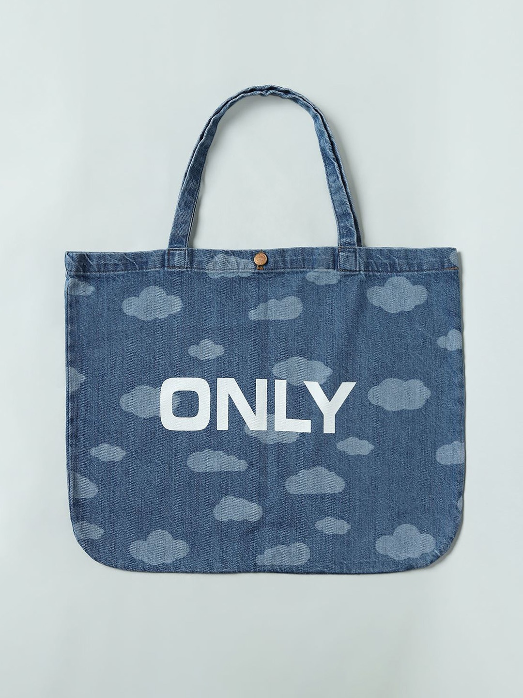 

ONLY Blue Denim Printed Shopper Tote Bag