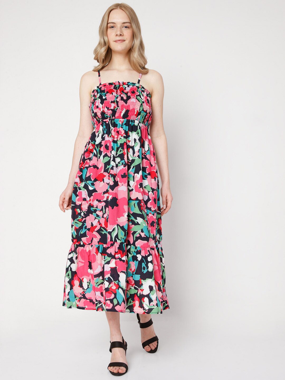 

Vero Moda Pink & Green Floral Cotton Maxi Dress