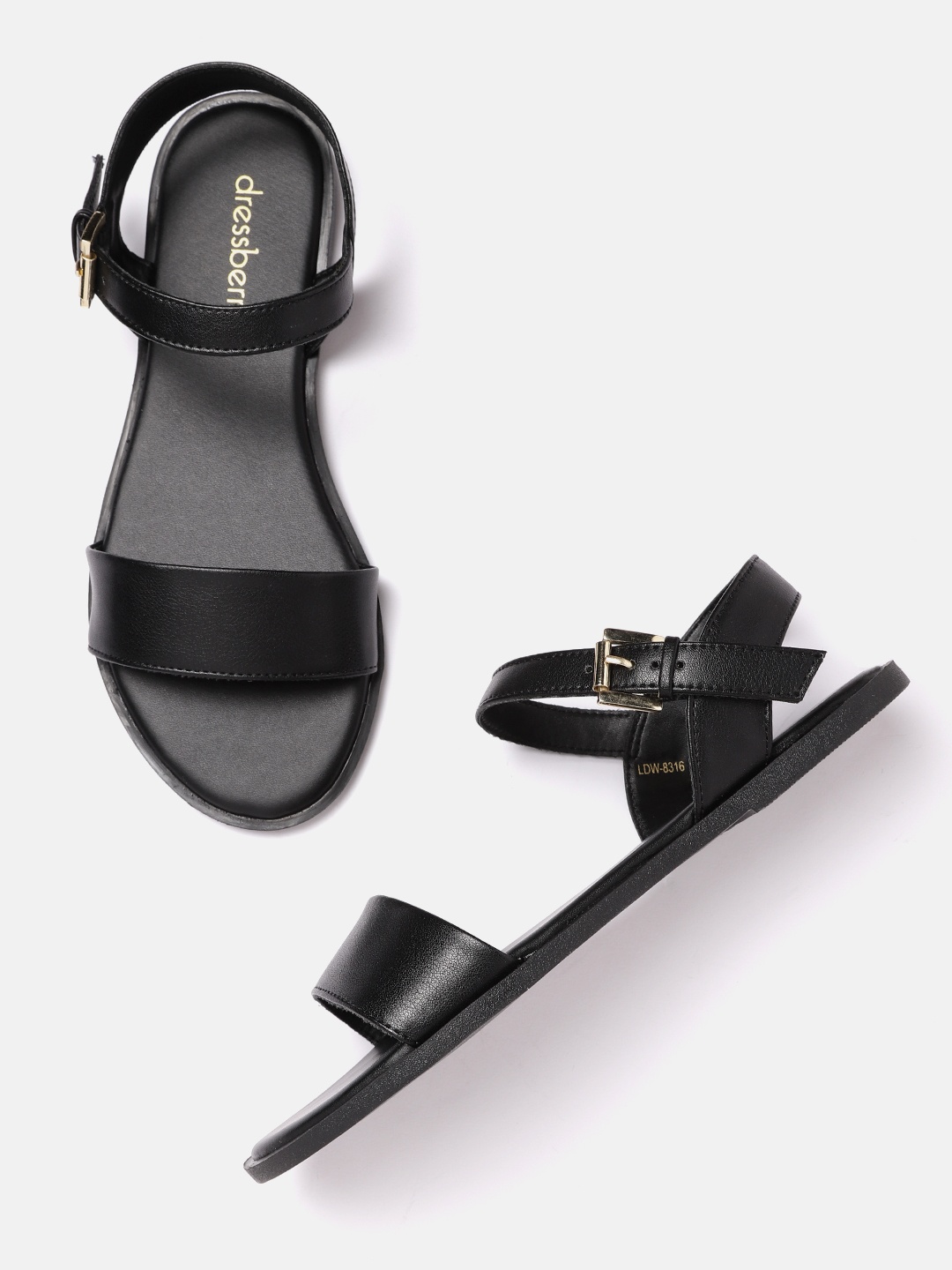 

DressBerry Women Black Solid Open Toe Flats