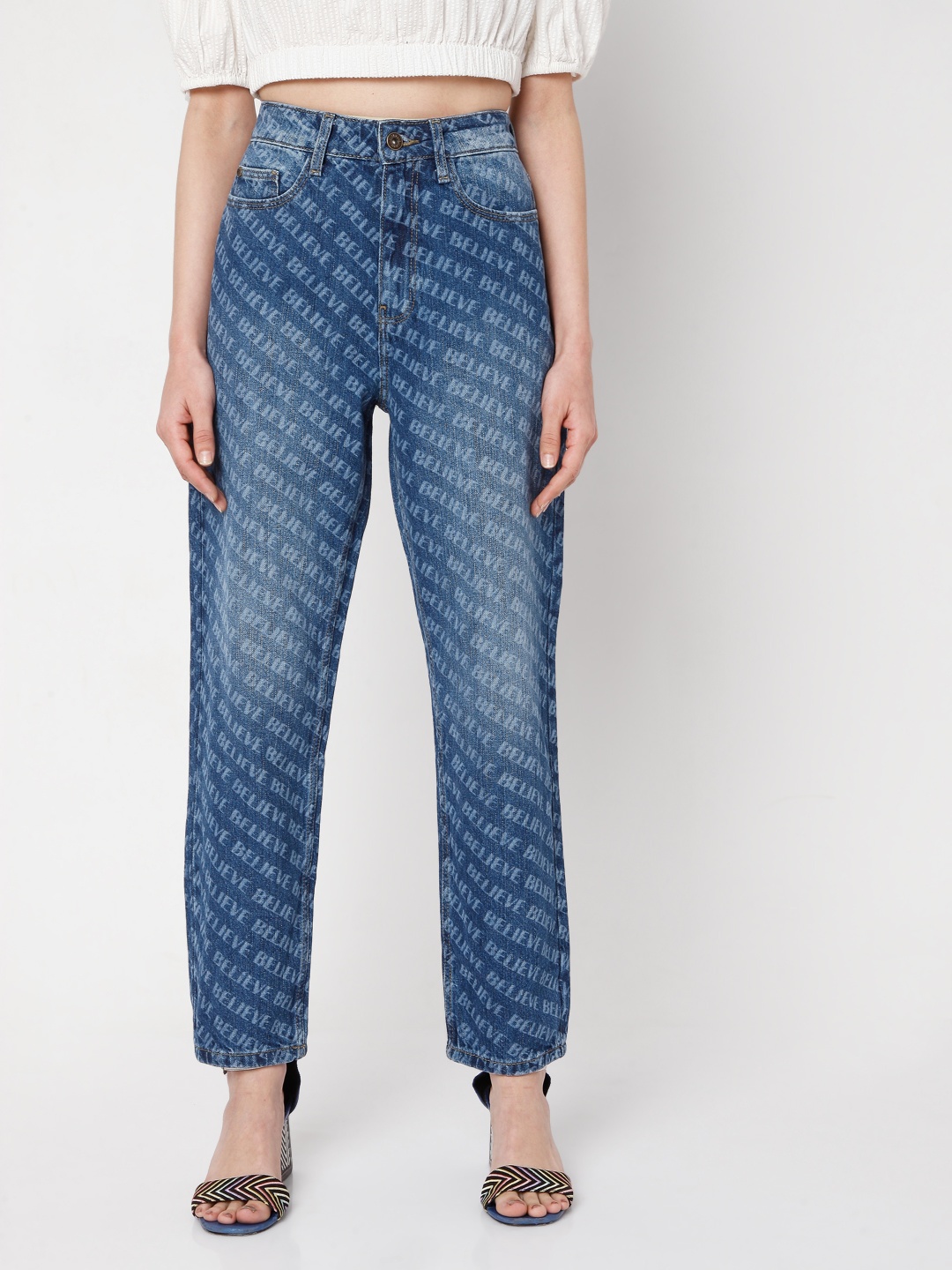 

Vero Moda Women Blue Slim Fit High-Rise Heavy Fade Jeans