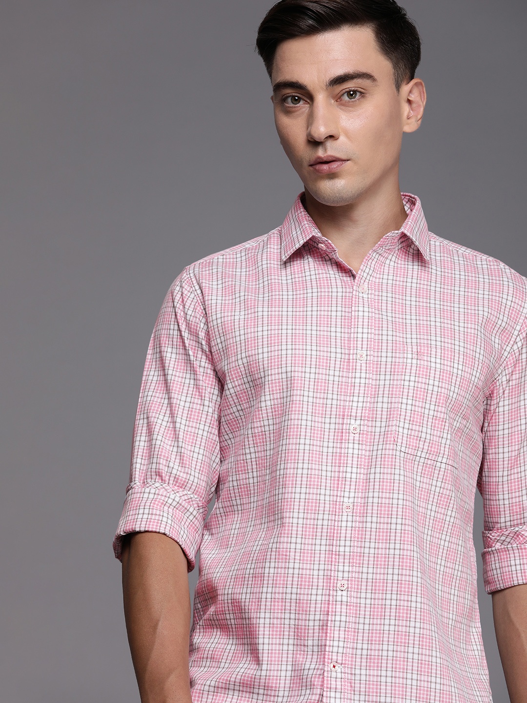 

Raymond Men Pink Tartan Checked Slim Fit Pure Cotton Casual Shirt