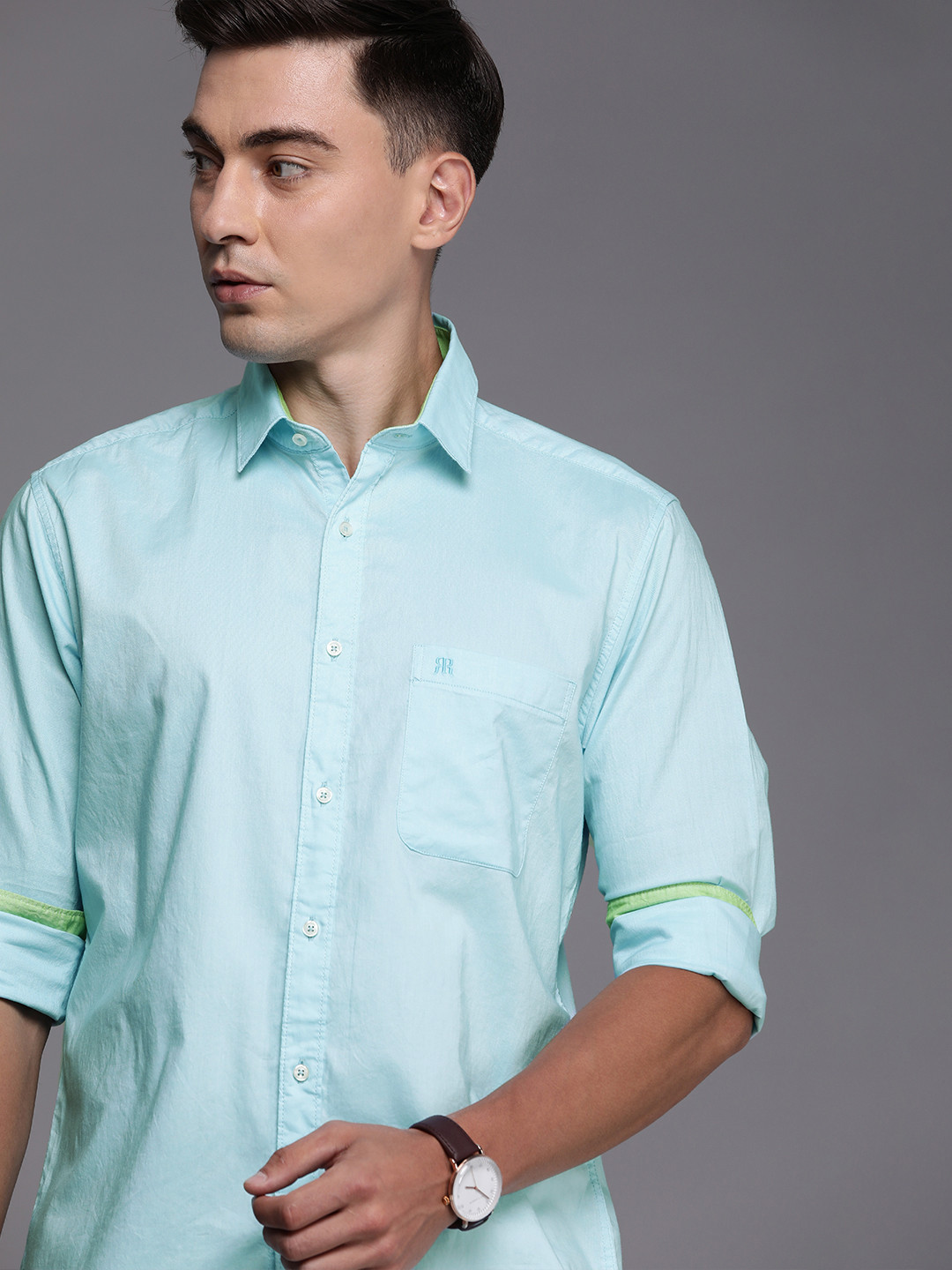 

Raymond Men Blue Solid Slim Fit Formal Shirt