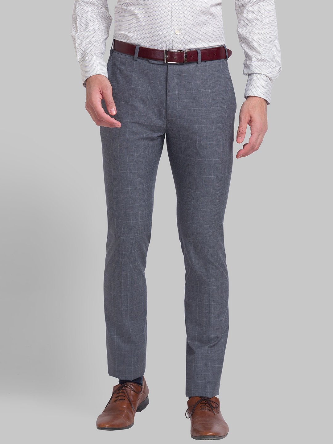

Raymond Men Grey Slim Fit Wrinkle Free Pleated Chinos Trousers