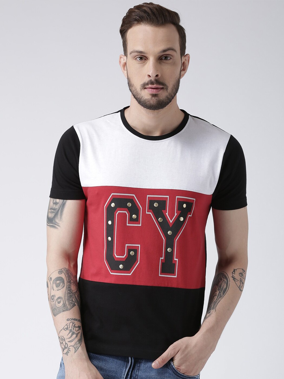 

Club York Men Black Colourblocked T-shirt