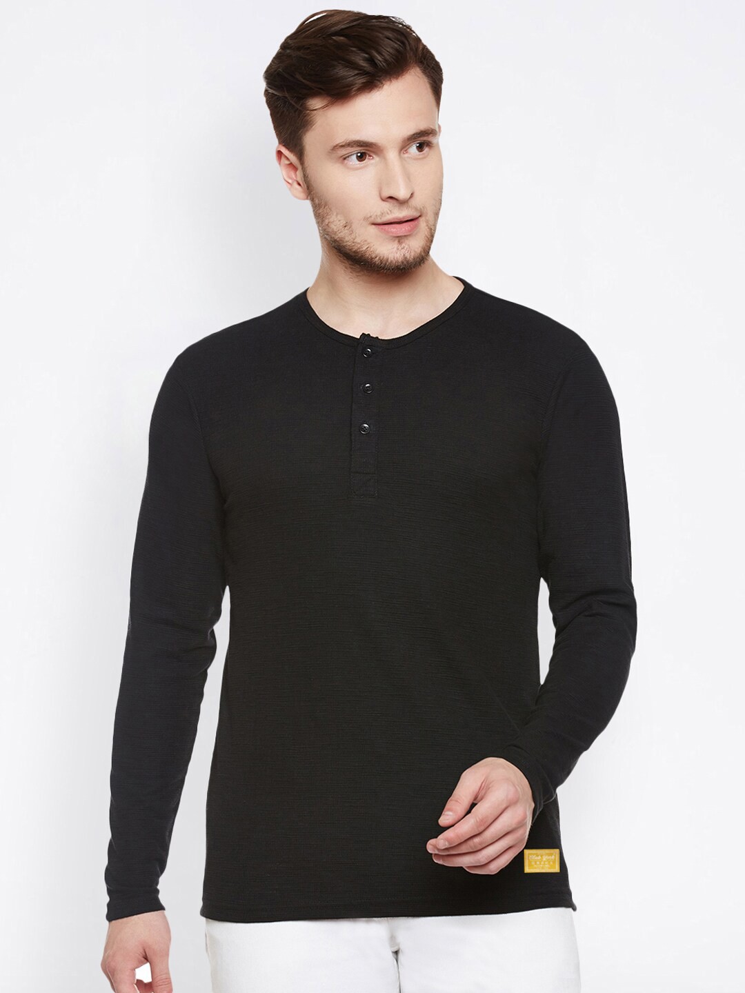 

Club York Men Black Henley Neck T-shirt