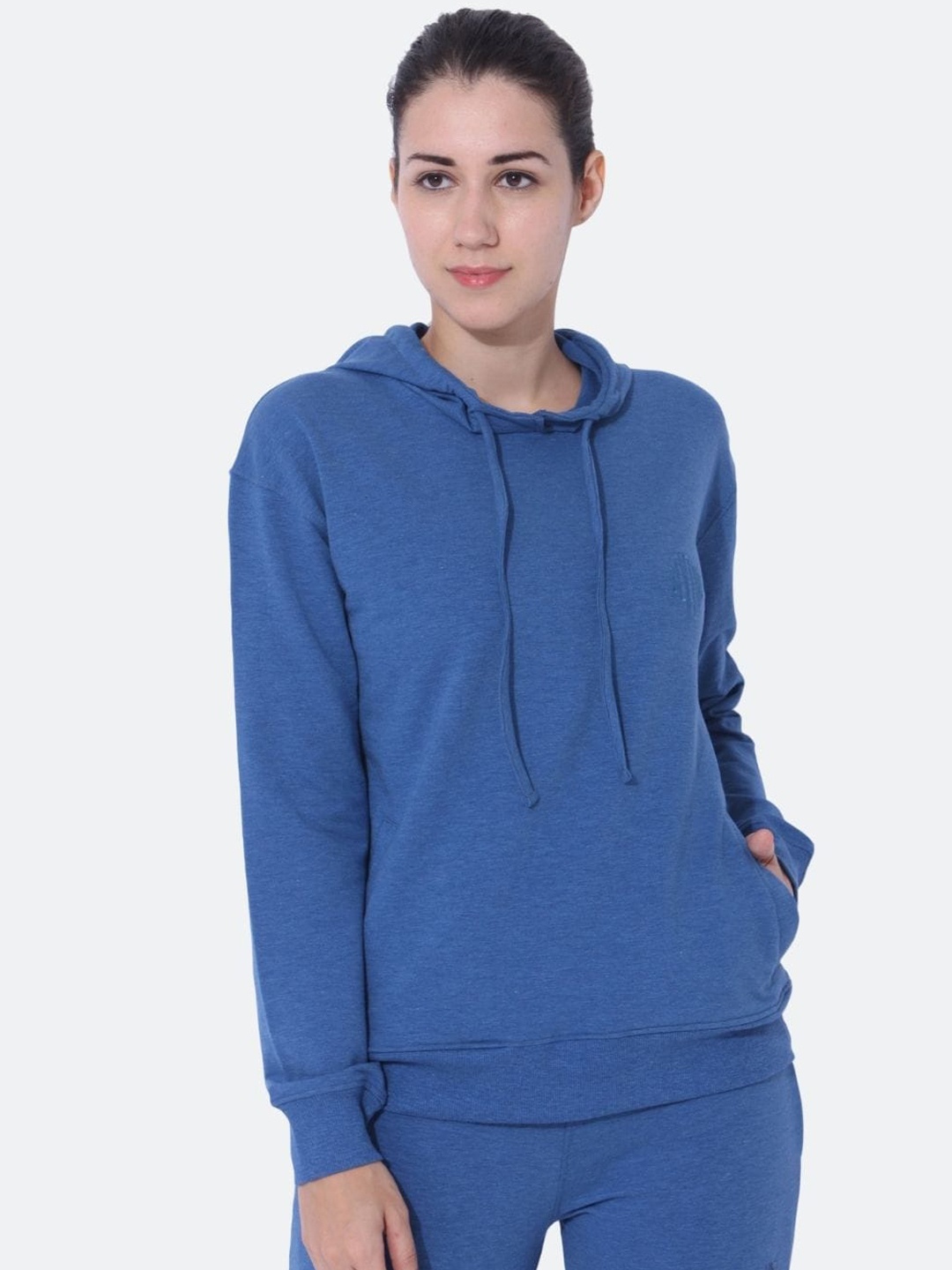 

Silvertraq Women Blue Hooded Sweatshirt
