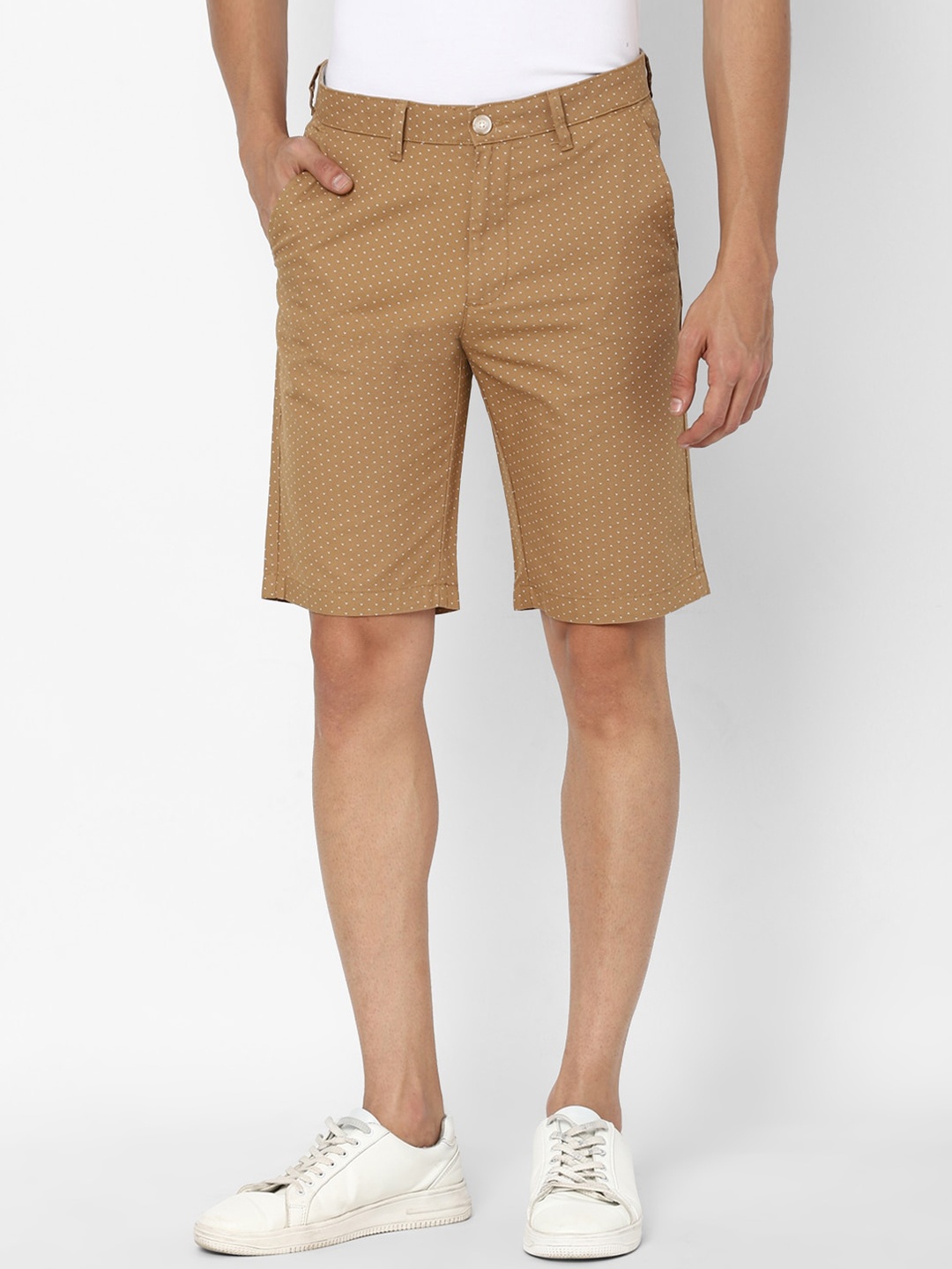 

Allen Solly Men Khaki Printed Slim Fit Cotton Shorts