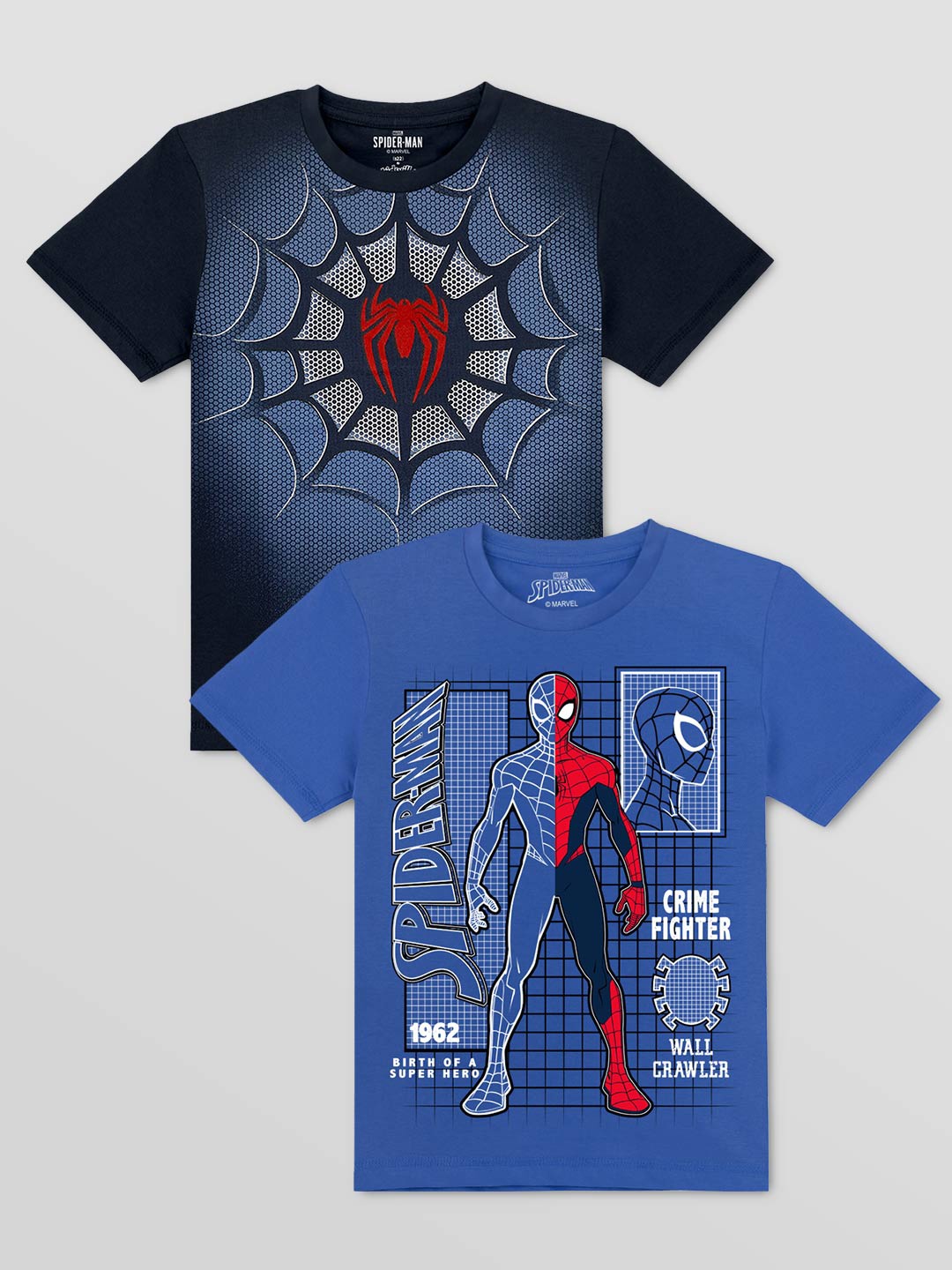 

Kids Ville Boys Pack of 2 Blue Spider-Man Printed T-shirts