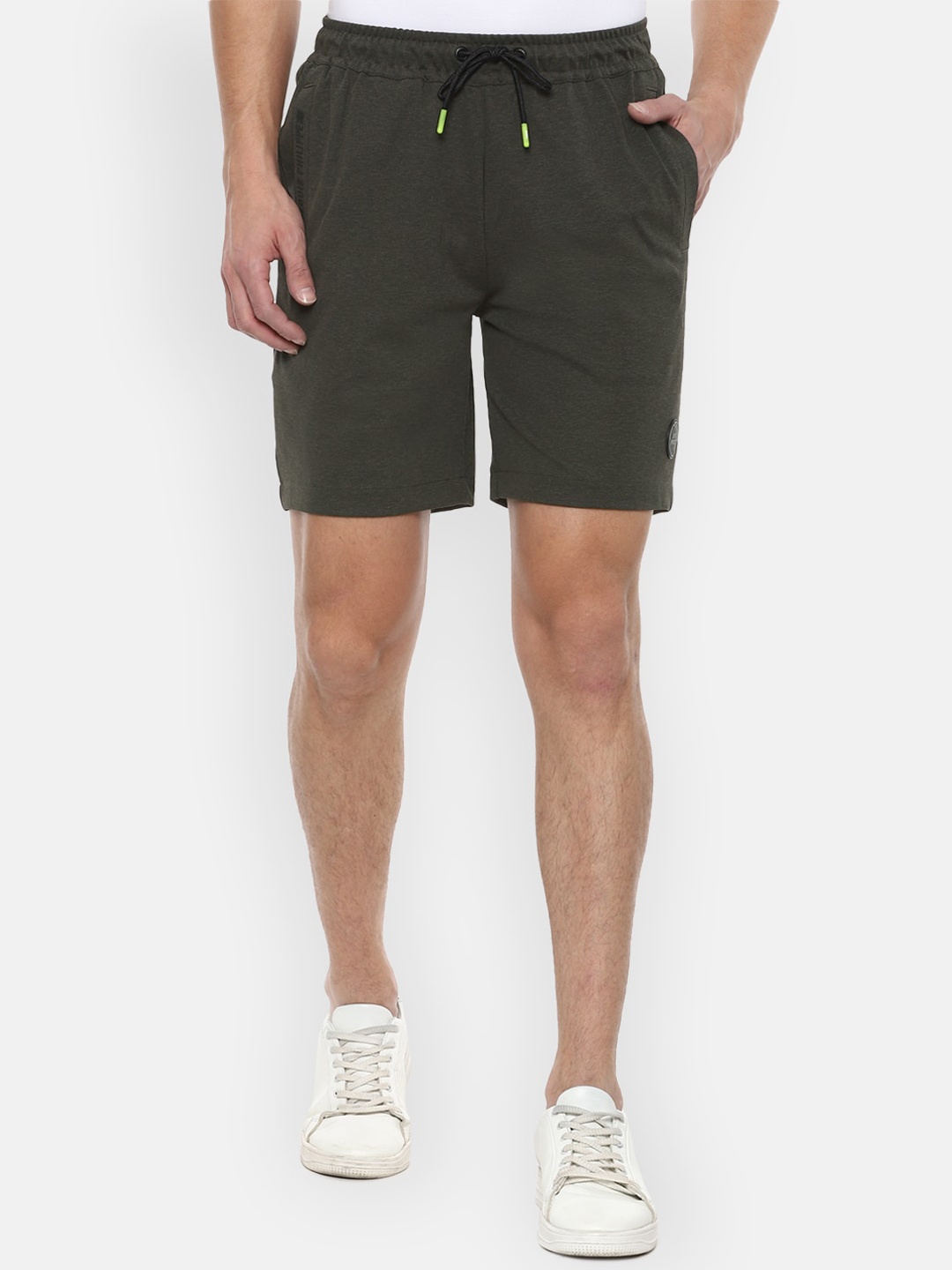 

Louis Philippe ATHPLAY Men Olive Green Slim Fit Sports Shorts
