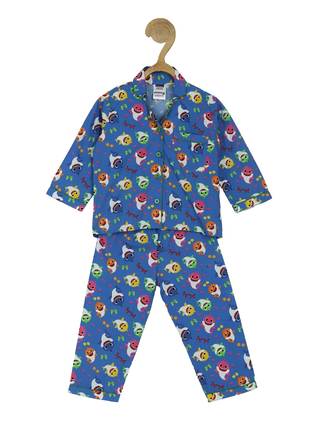 

shopbloom Unisex Kids Blue Printed Night suit