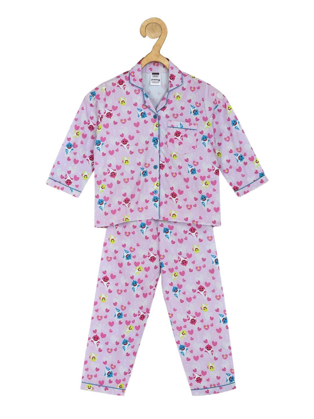 

shopbloom Kids Rose Baby Shark Printed Cotton Night suit