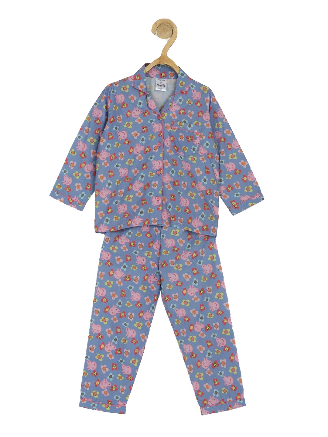 

shopbloom Unisex Kids Blue & Red Printed Night suit