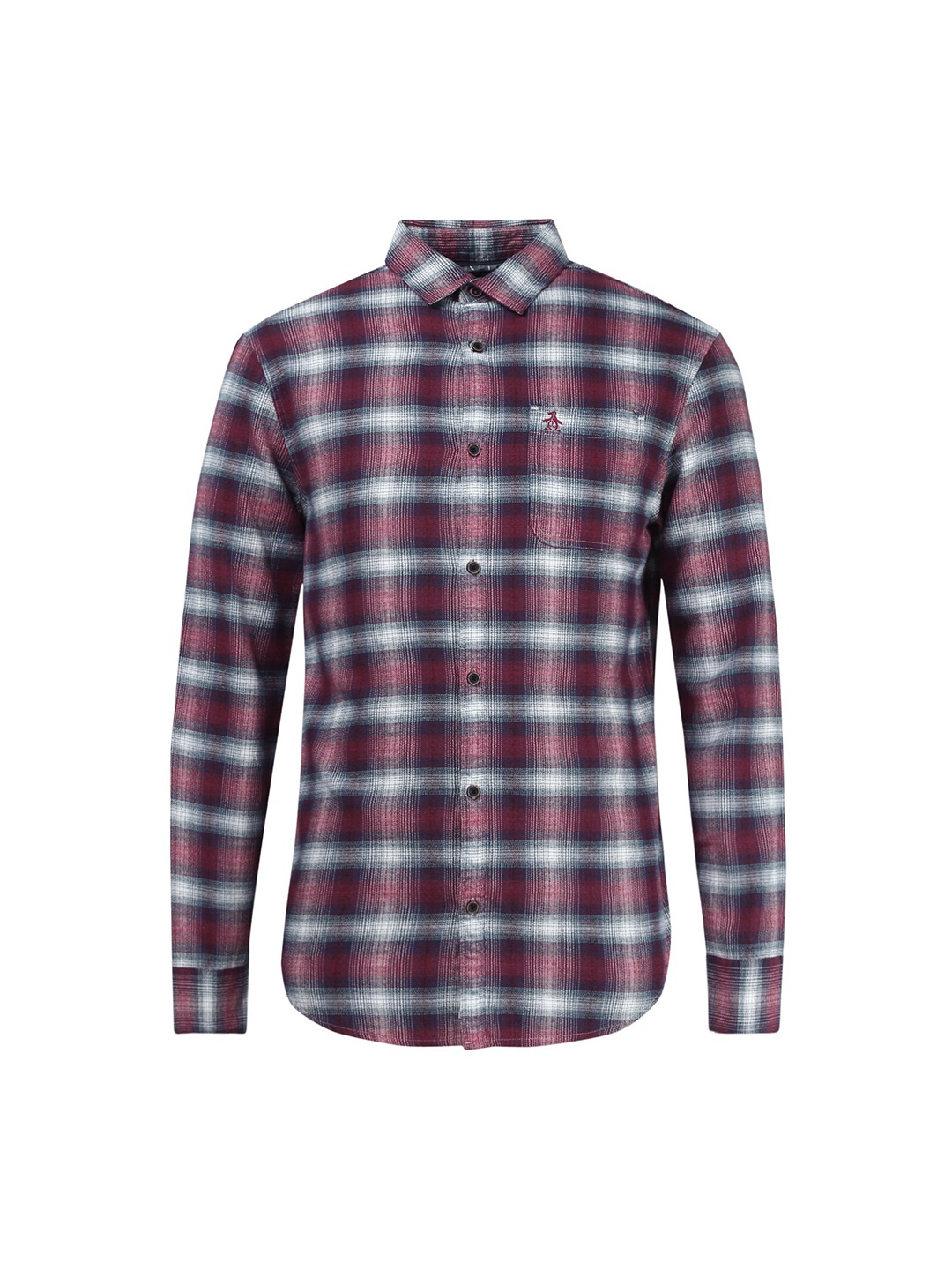 

Original Penguin Men Red & Navy Blue Checked Casual Shirt