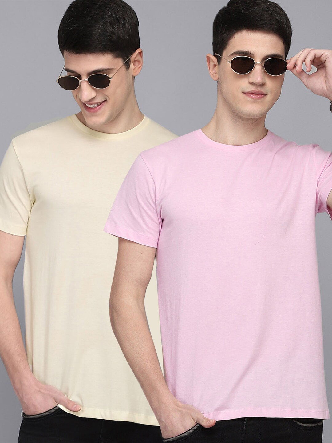 

Free Authority Men Pink & Yellow Pack Of 2 Cotton T-shirt