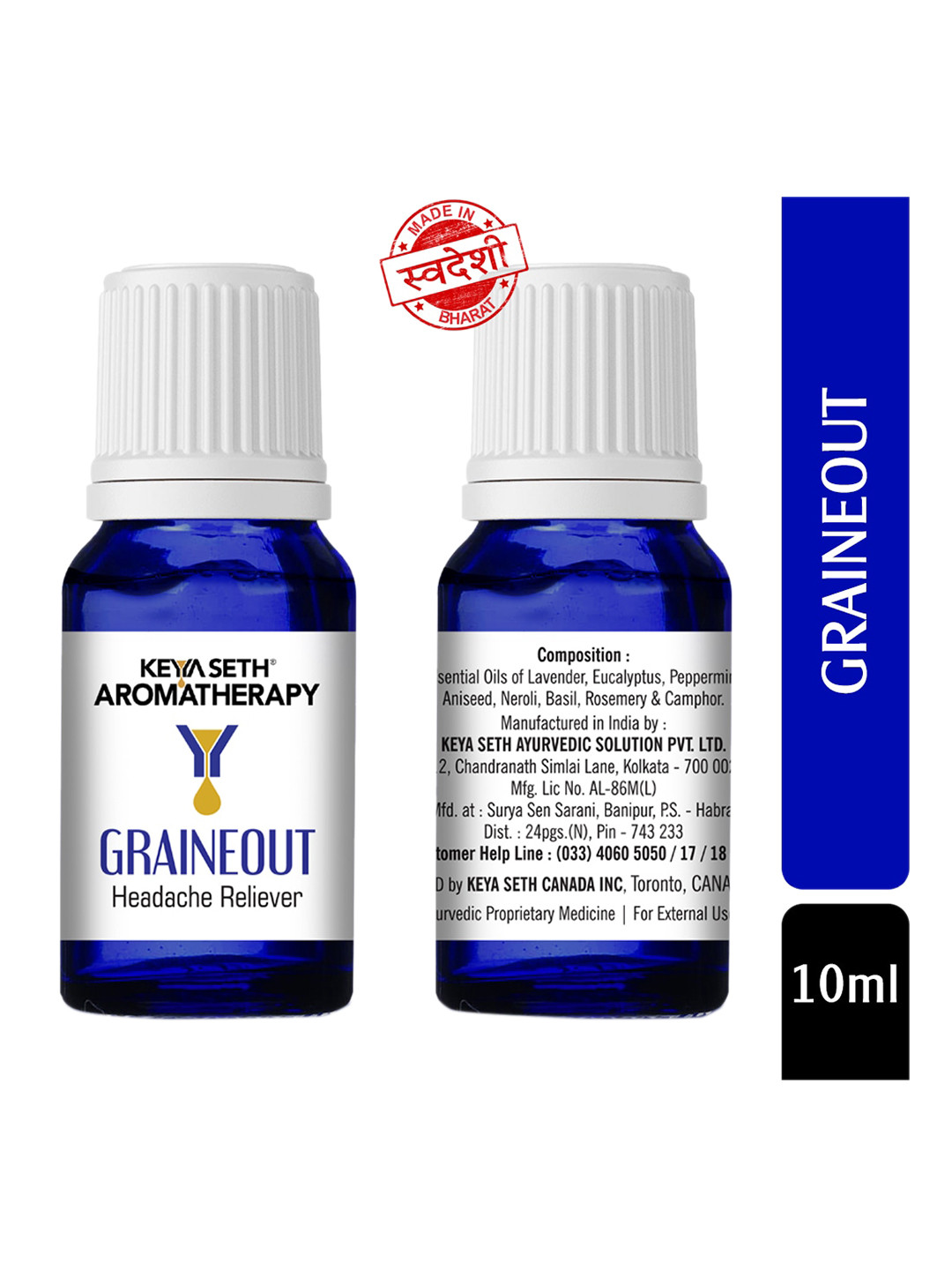 

KEYA SETH Graine Out Headache Reliever Oil 10 ml, Blue