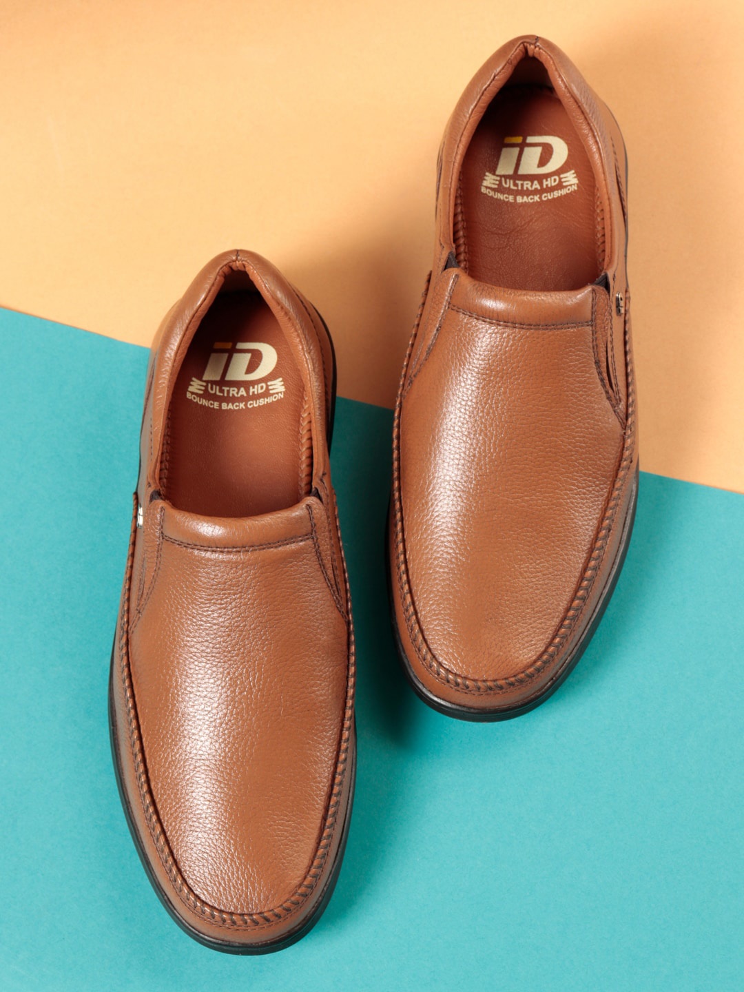 

ID Men Tan Textured Leather Formal Loafer