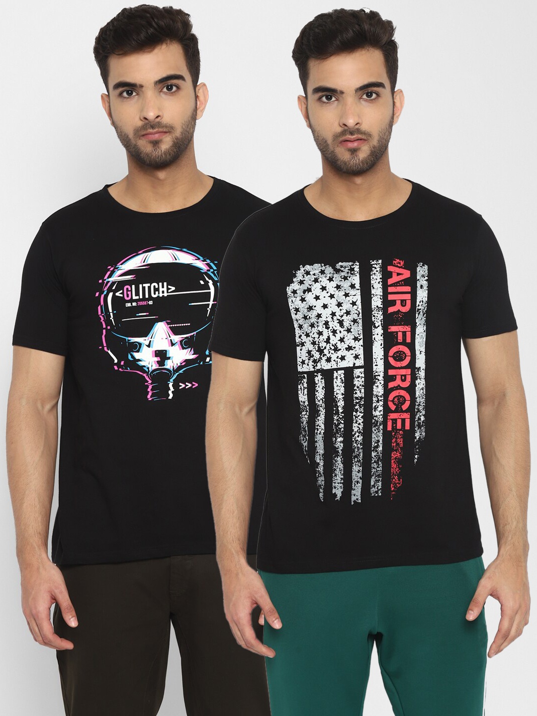 

appulse Men Multicoloured Typography 2 Printed Raw Edge Running T-shirt, Multi