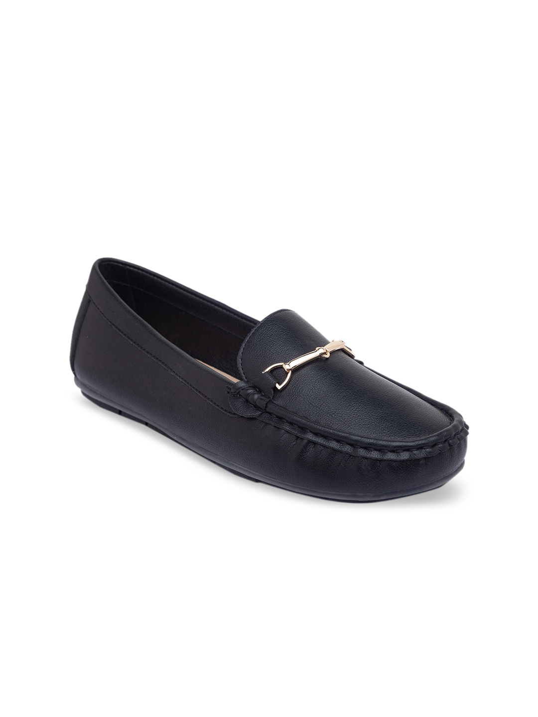 

CERIZ Women Black Solid PU Loafers