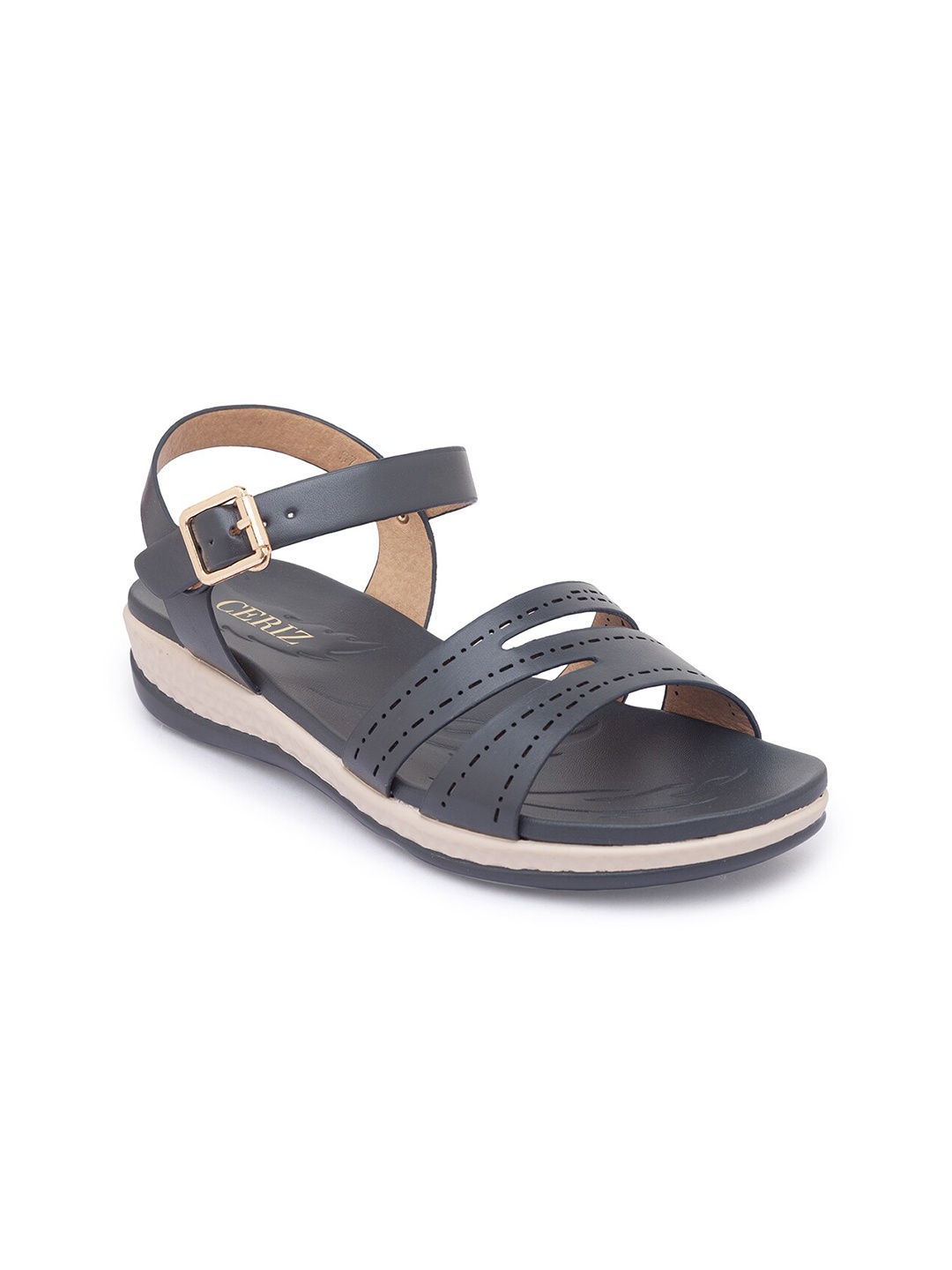 

CERIZ Grey Comfort Sandals with Buckles