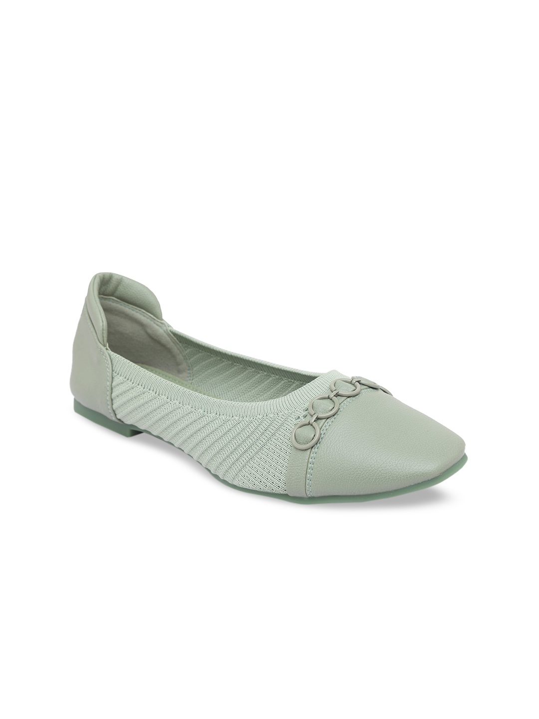 

CERIZ Women Green Textured Ballerinas Flats