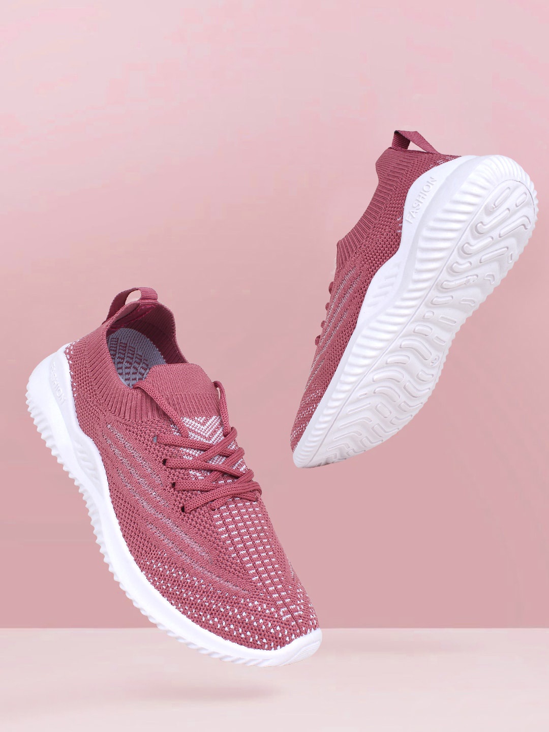 

Champs Women Pink Woven Design Slip-On Sneakers
