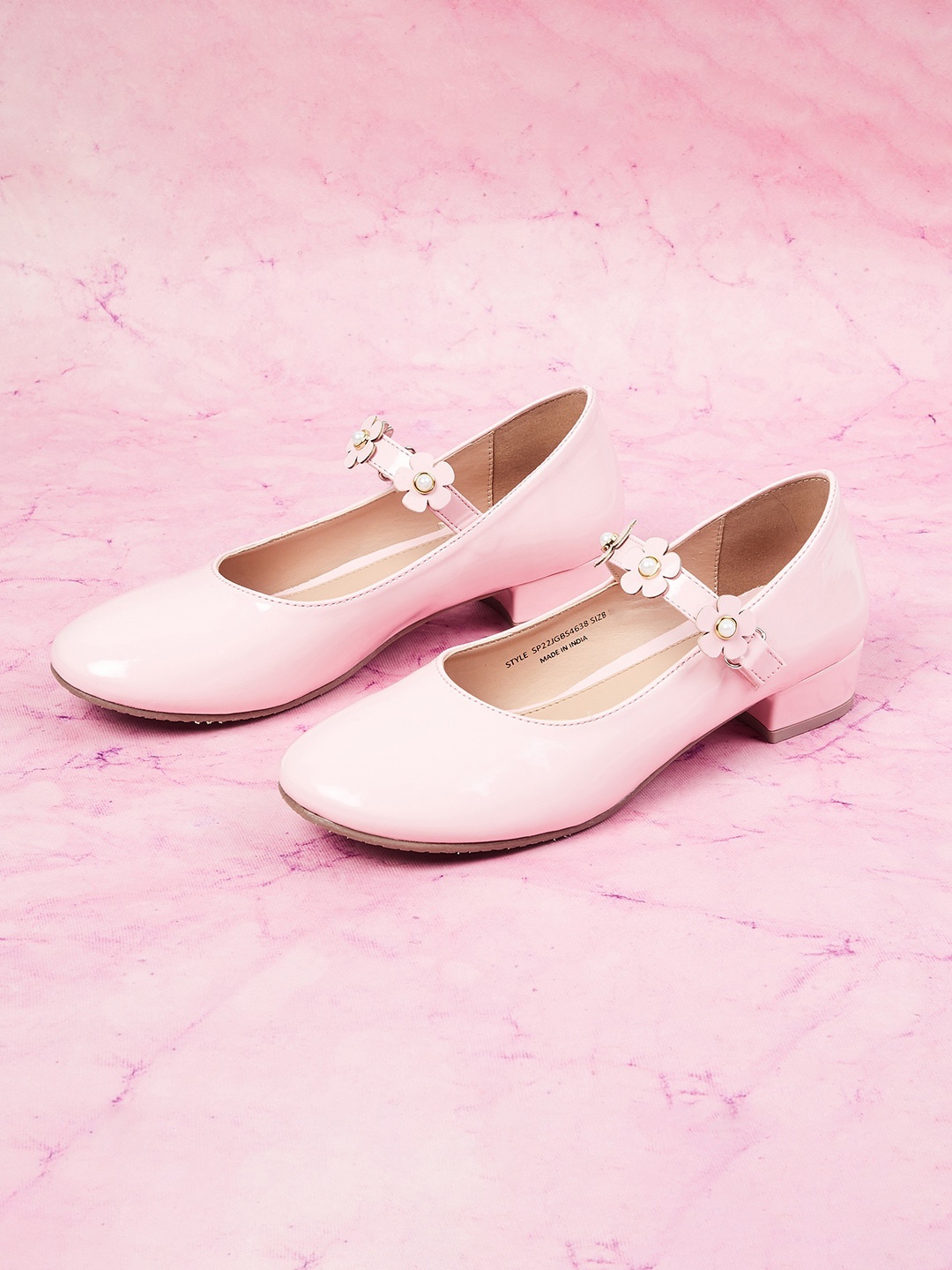 

max Girls Pink PU Flatforms