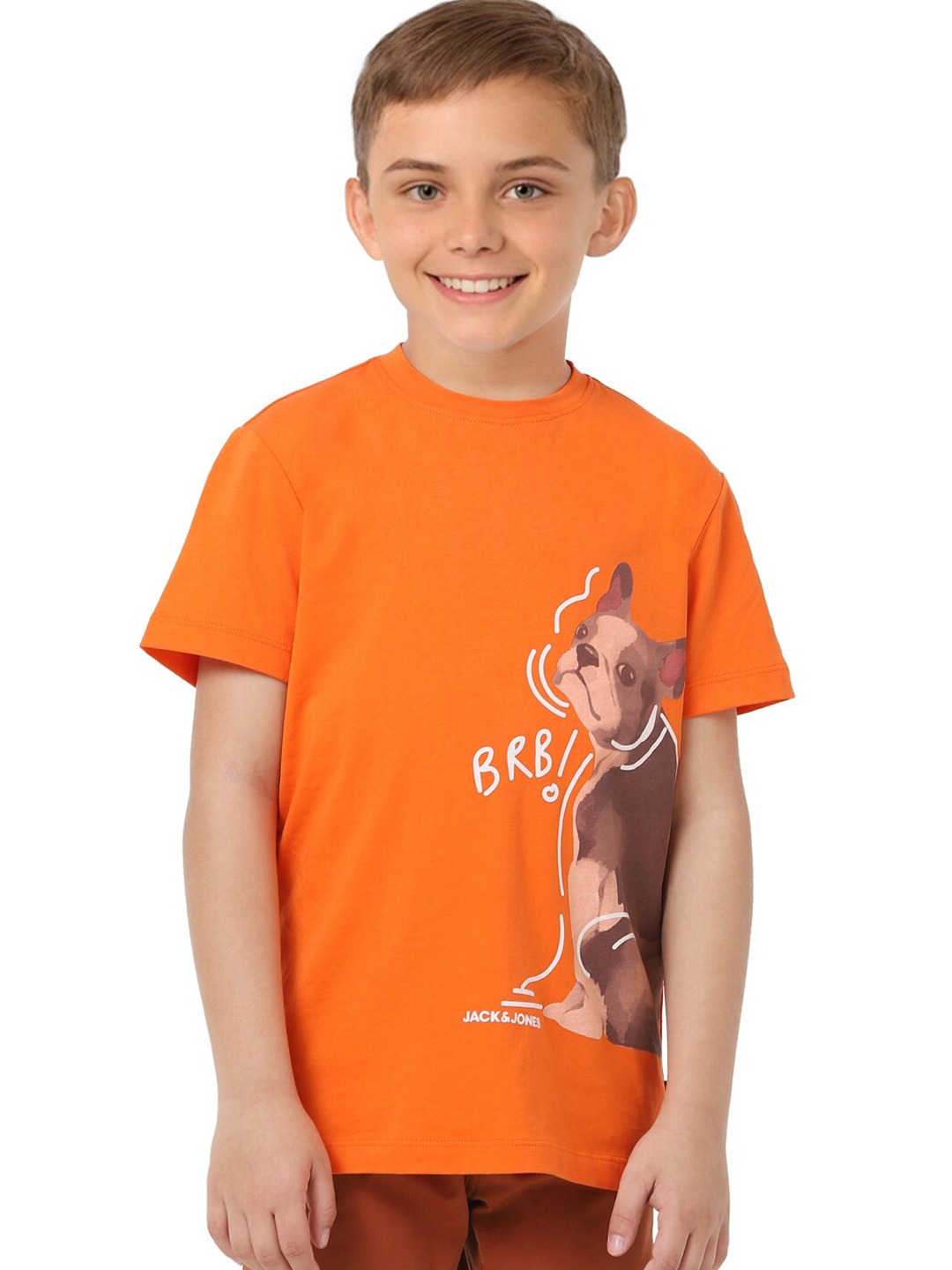 

Jack & Jones Boys Orange Printed T-shirt