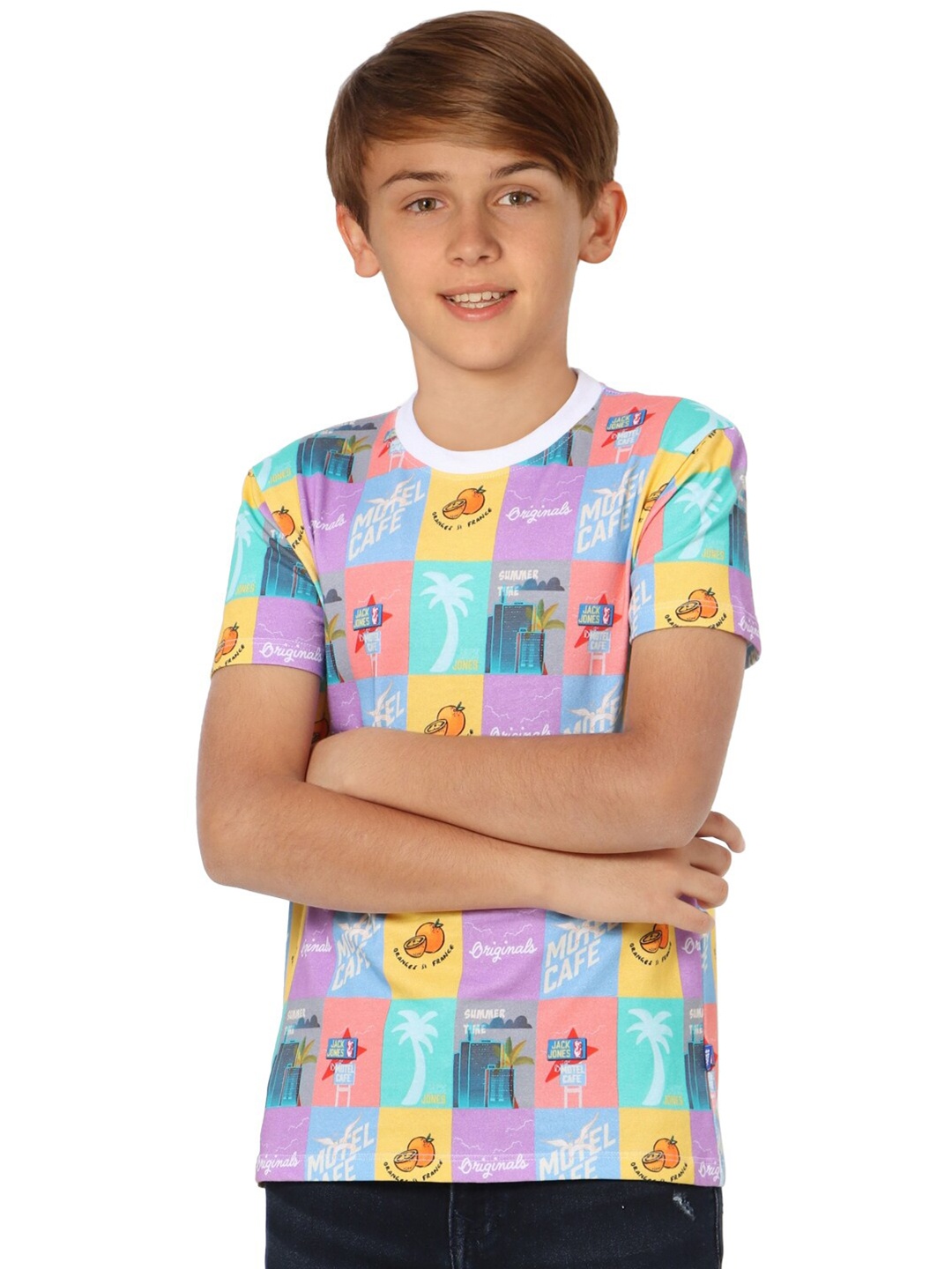 

Jack & Jones Boys Multicoloured Printed T-shirt, Multi