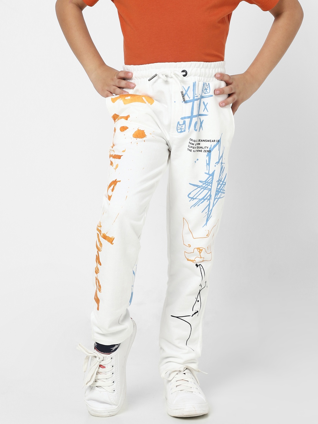 

Jack & Jones Boys Abstract Printed Cotton Track Pants, White