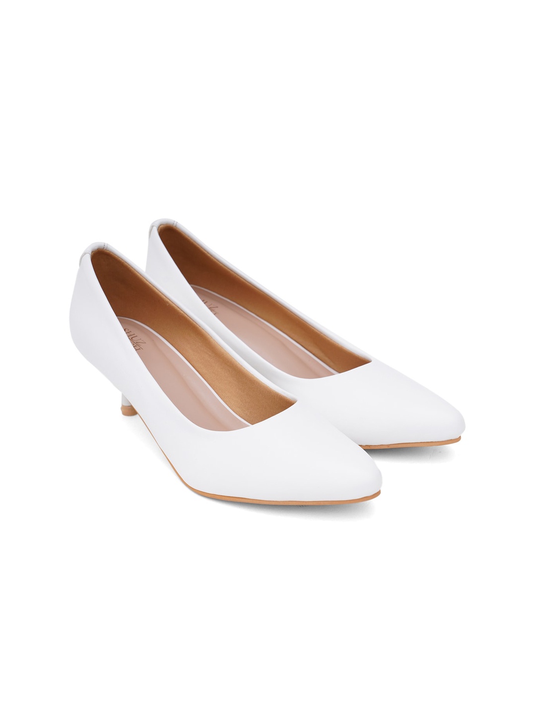 

SHUZ TOUCH White Solid Kitten Pumps