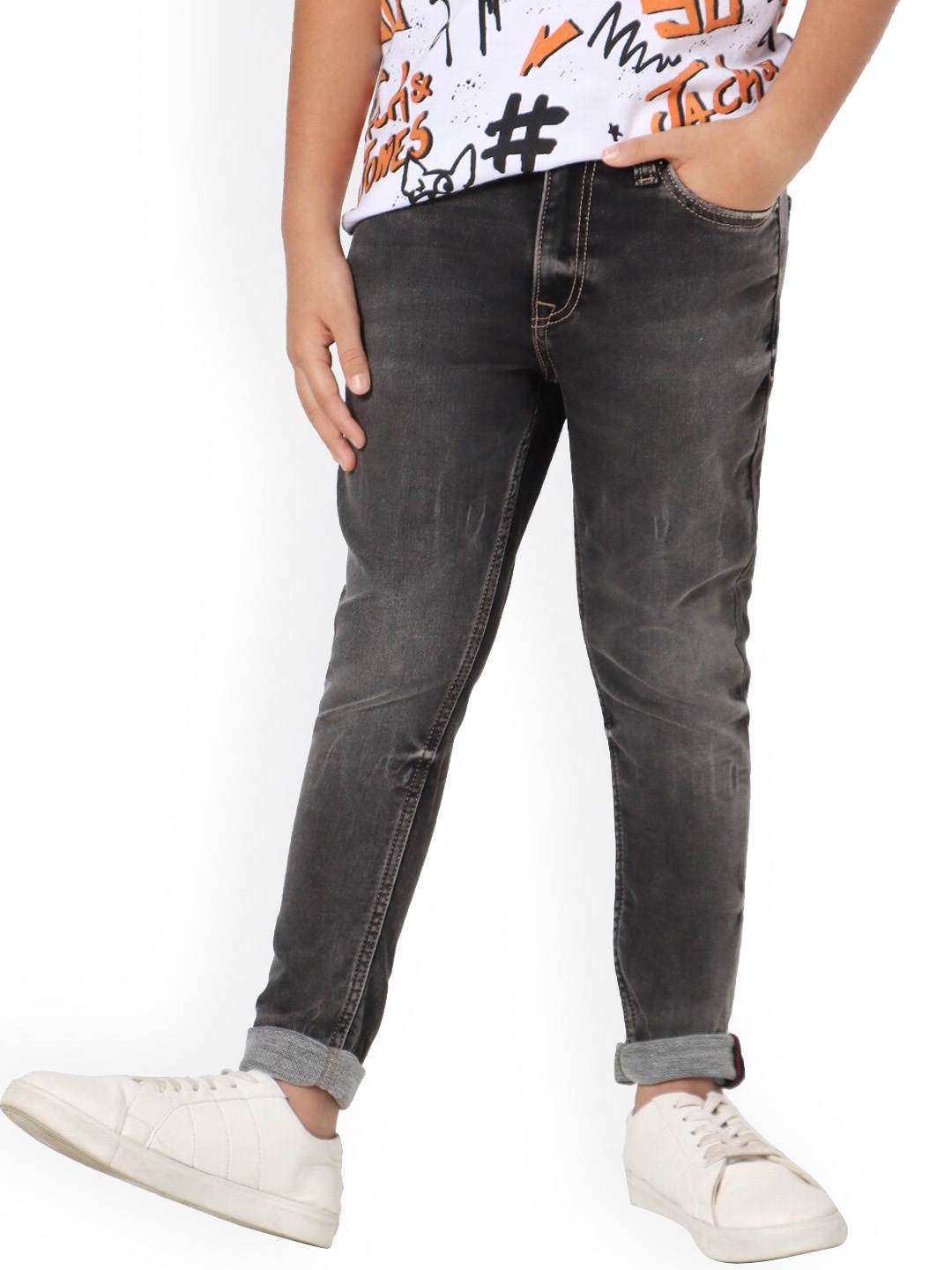 

Jack & Jones Boys Grey Low Distress Light Fade Jeans