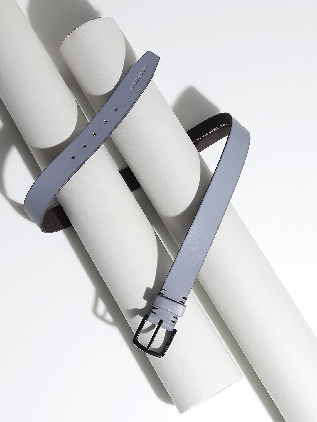 

Jack & Jones Men Grey Leather Belt