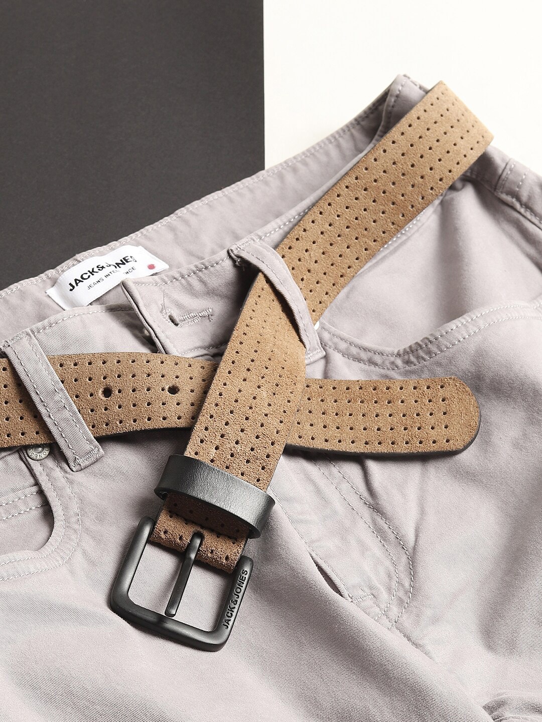 

Jack & Jones Men Brown Textured Belt