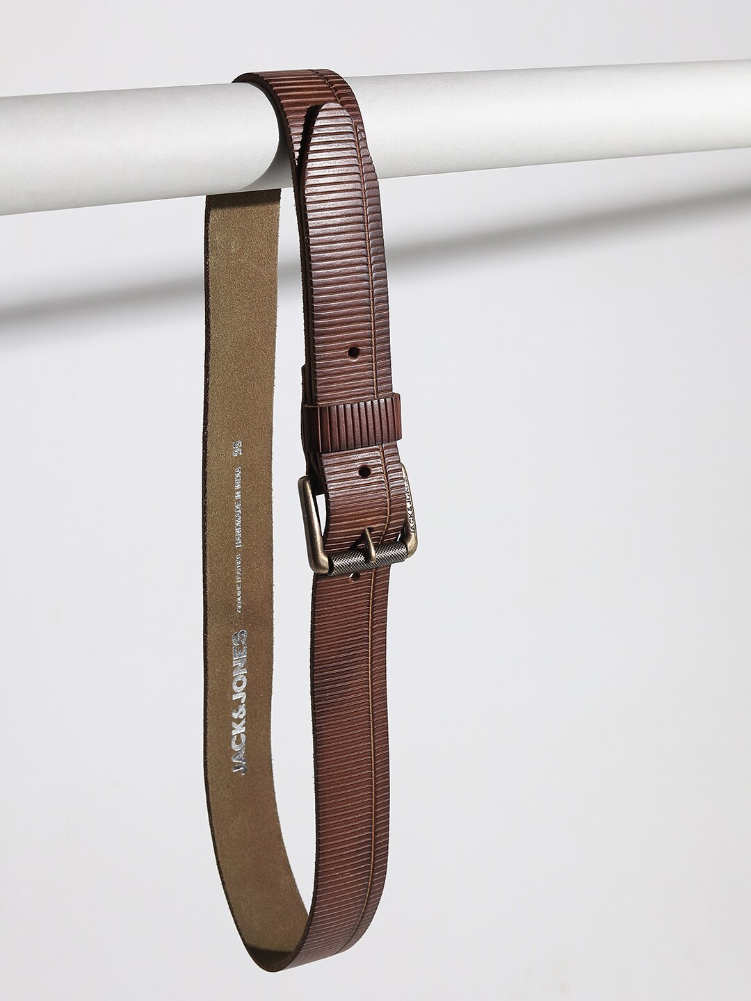 

Jack & Jones Men Brown Textured Leather Belt