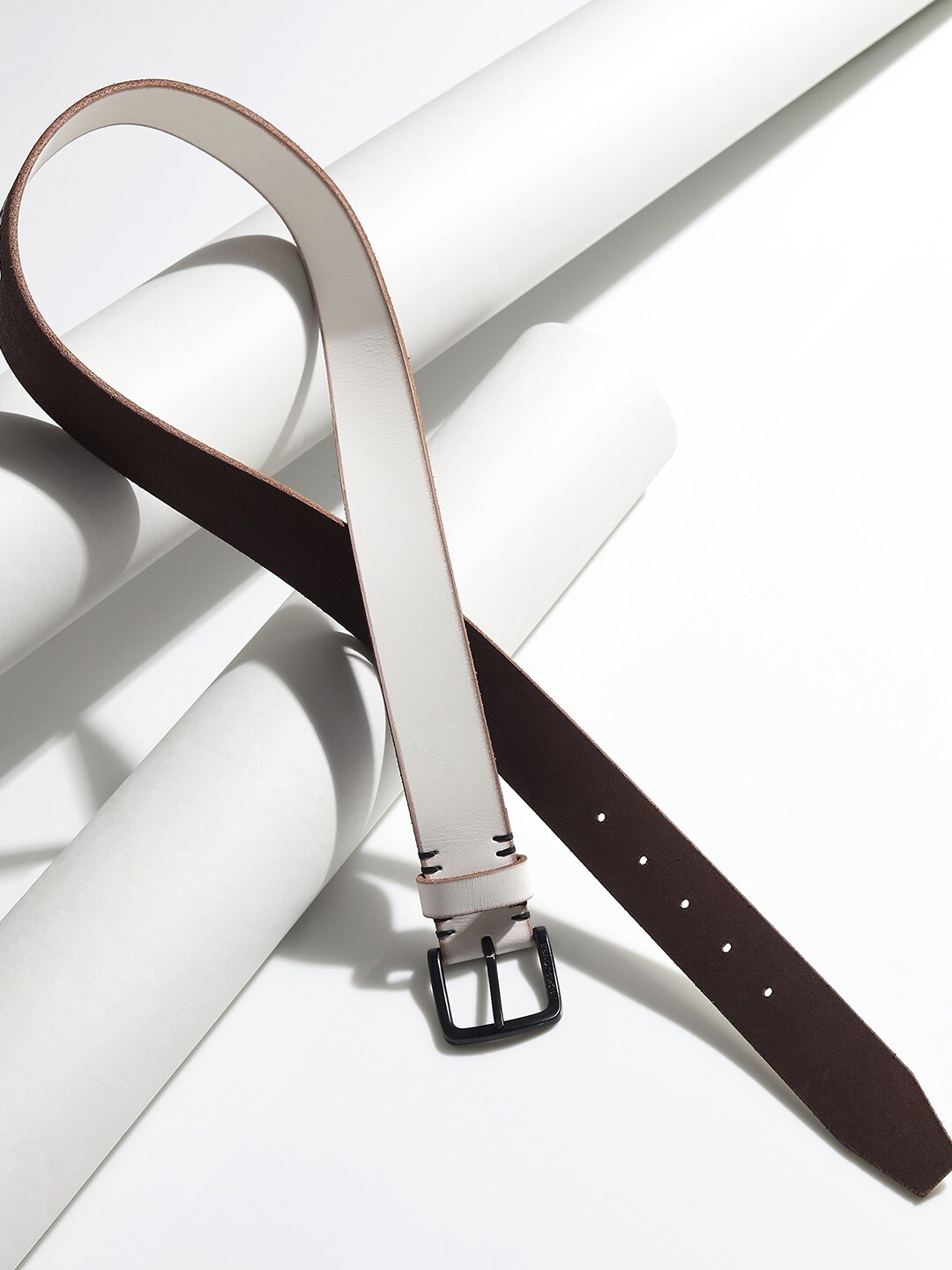 

Jack & Jones Men White Solid Leather Belt
