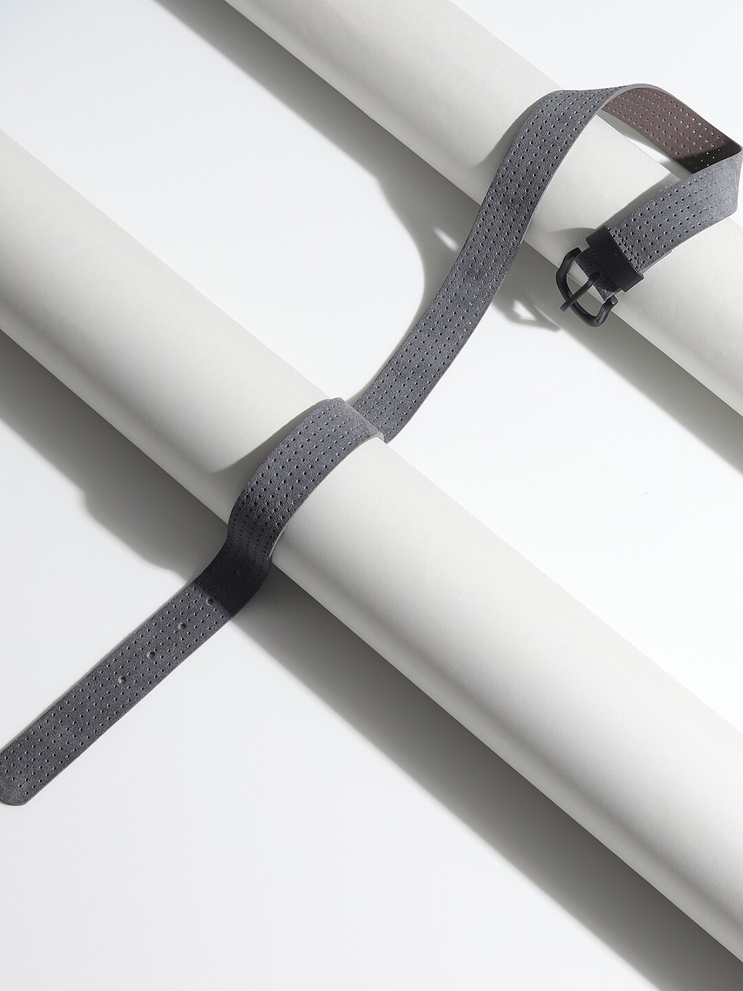 

Jack & Jones Men Grey Textured Leather Belt