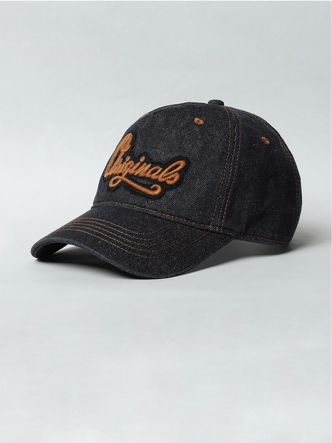 

Jack & Jones Men Black & Brown Embroidered Baseball Cap