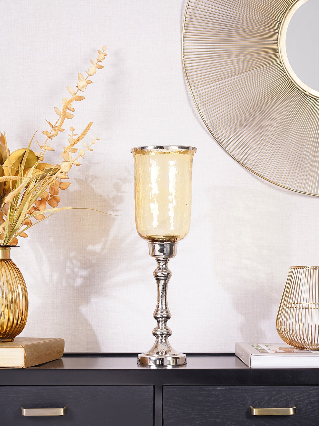 

Pure Home and Living Golden Kyra Hurricane Votive Holder, Gold