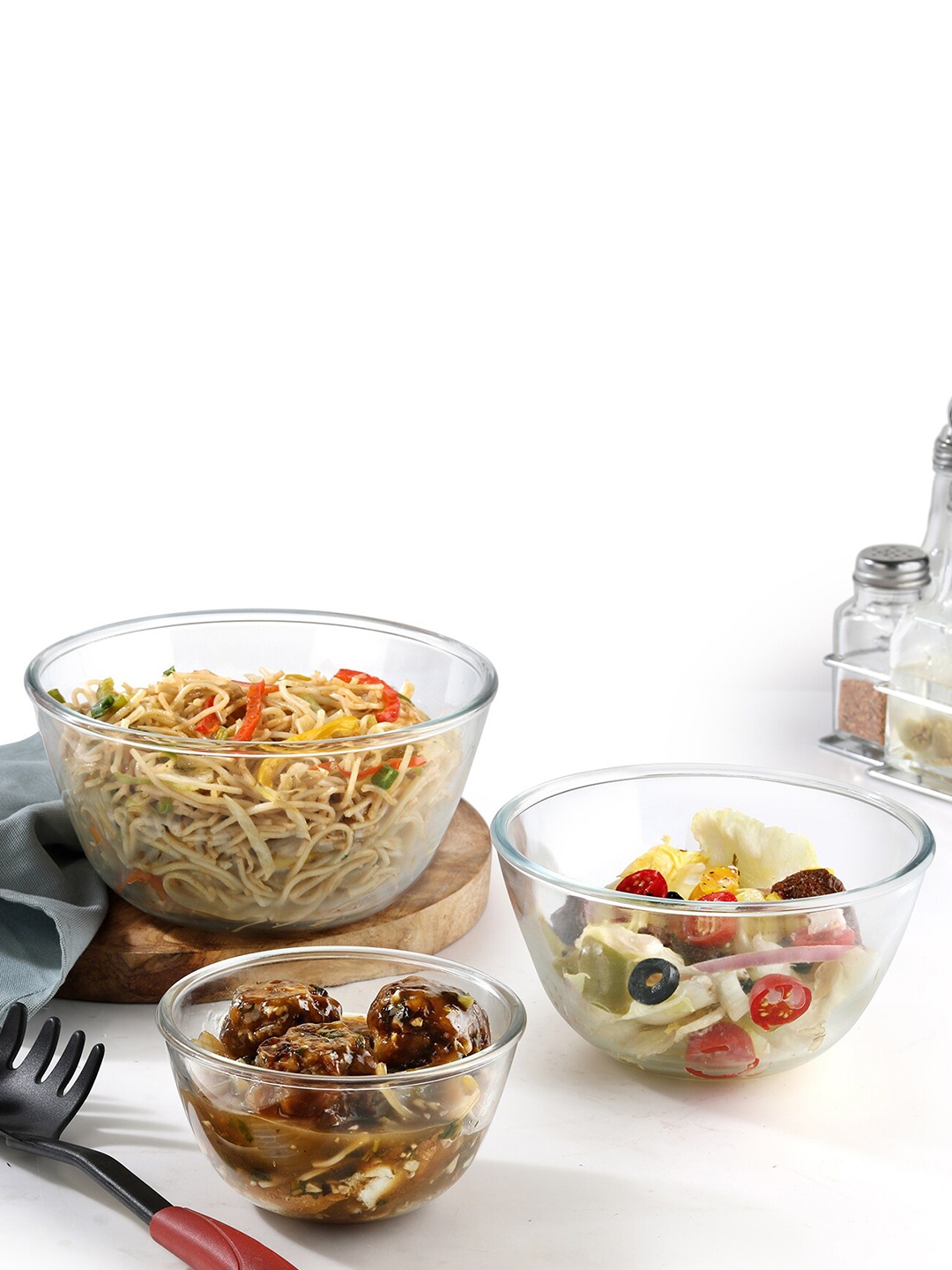 

Cello Set Of 3 Transparent Ornella Toughened Glass Mixing Bowl