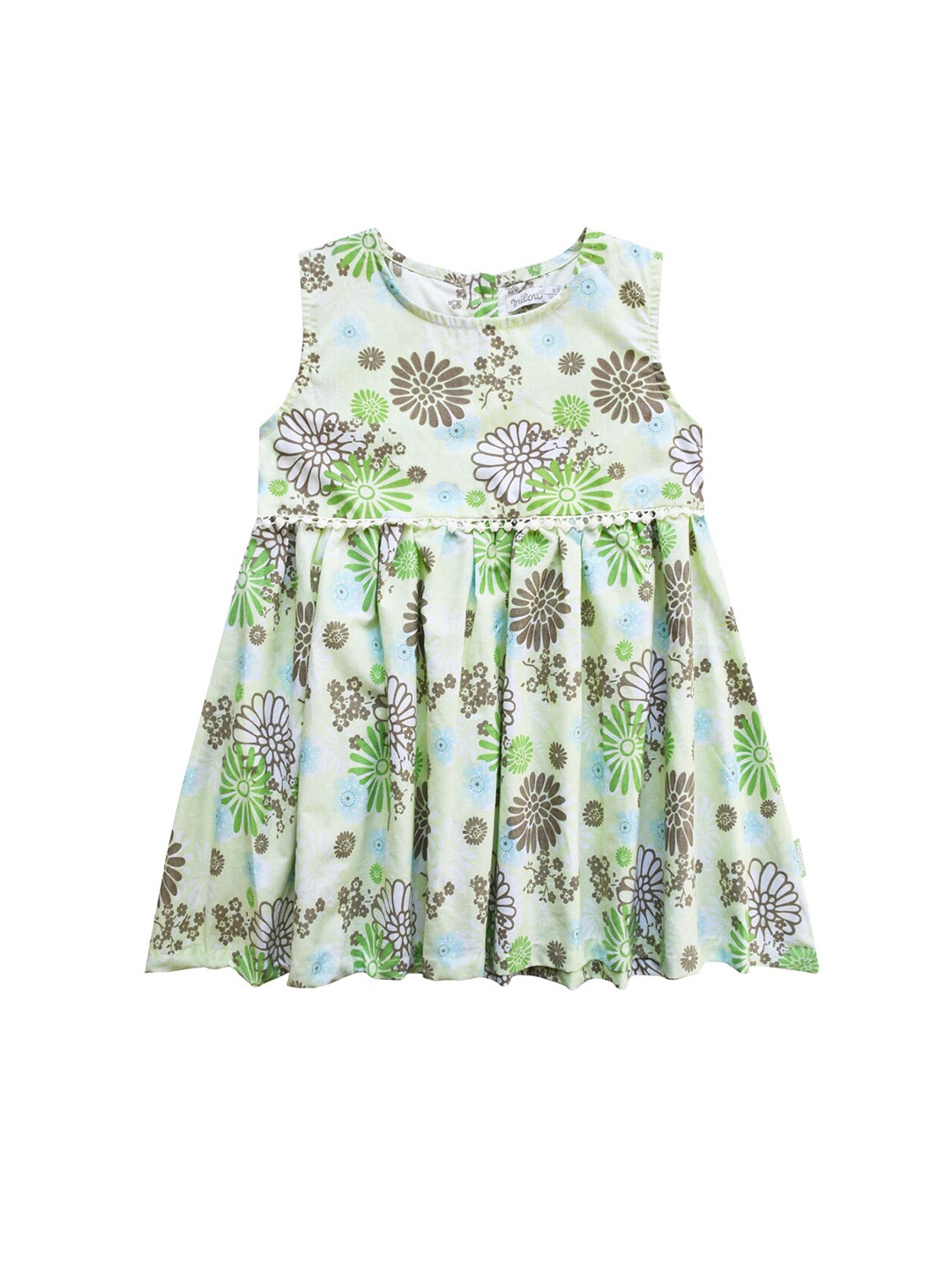 

milou Green & Brown Floral Printed Fit & Flared Cotton Dress