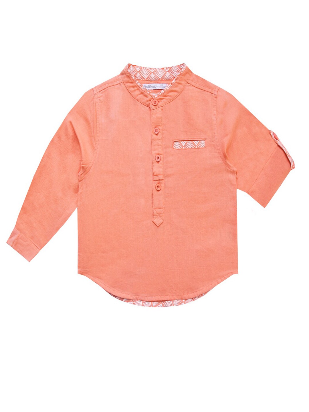 

milou Boys Orange Solid Casual Pure Cotton Shirt