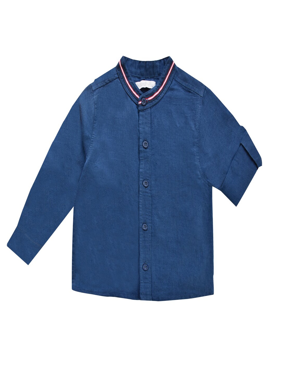 

milou Boys Navy Blue Solid Cotton Casual Shirt