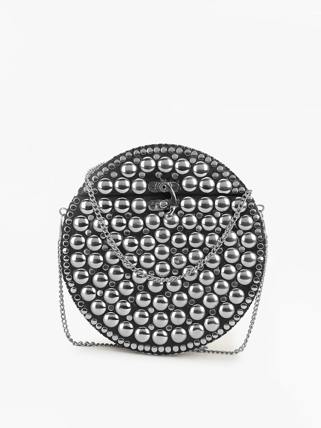 

Anekaant Silver-Toned Embellished Box Clutch