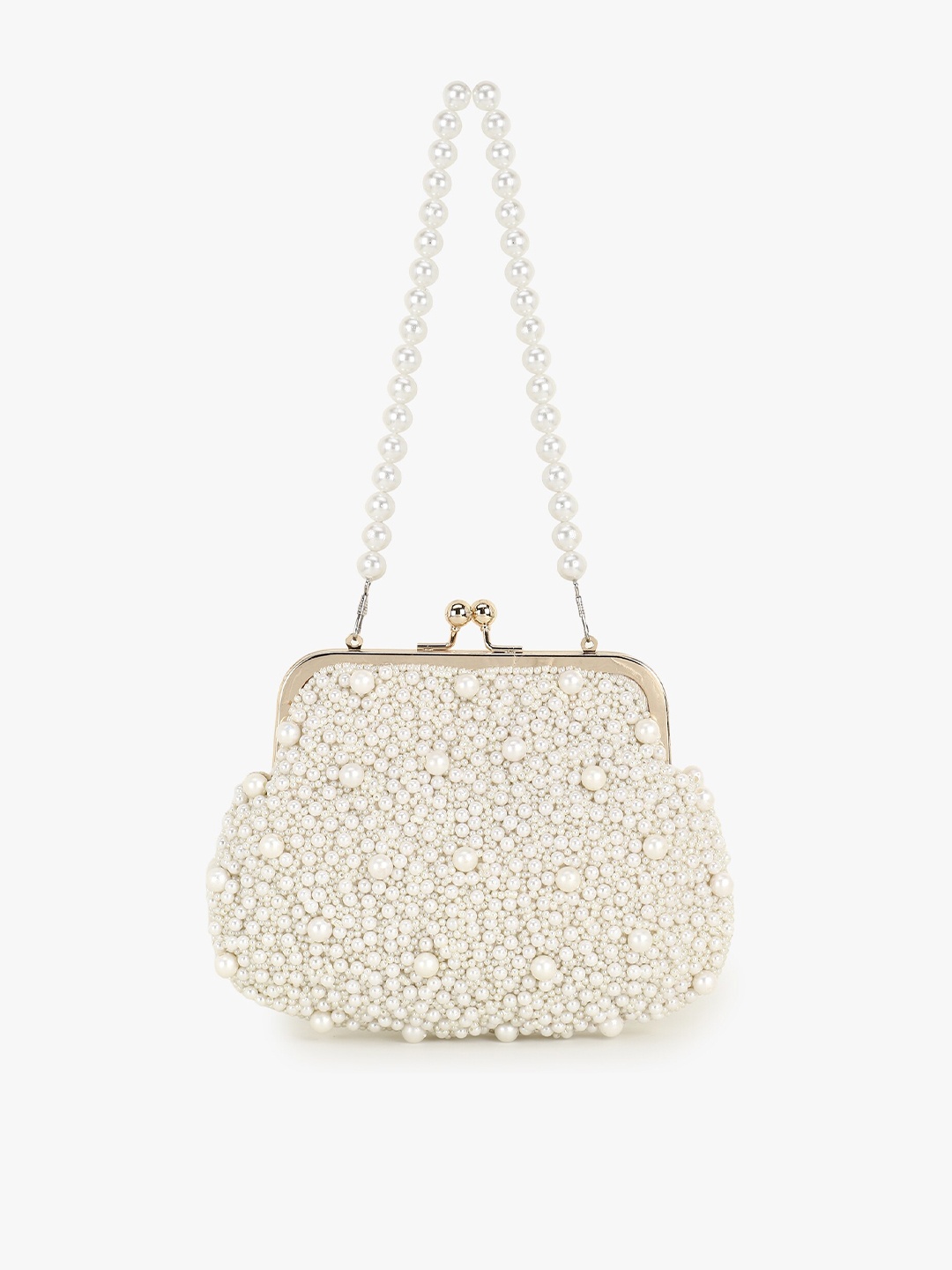 

Anekaant Off White Pearls Embellished Purse Clutch