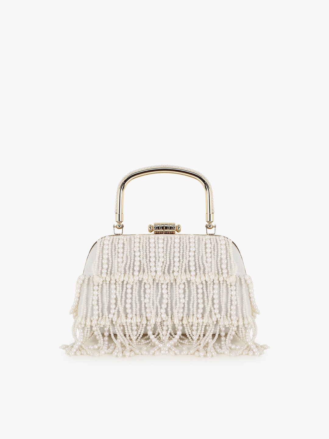 

Anekaant Women White Pearl Embellished Box Clutches