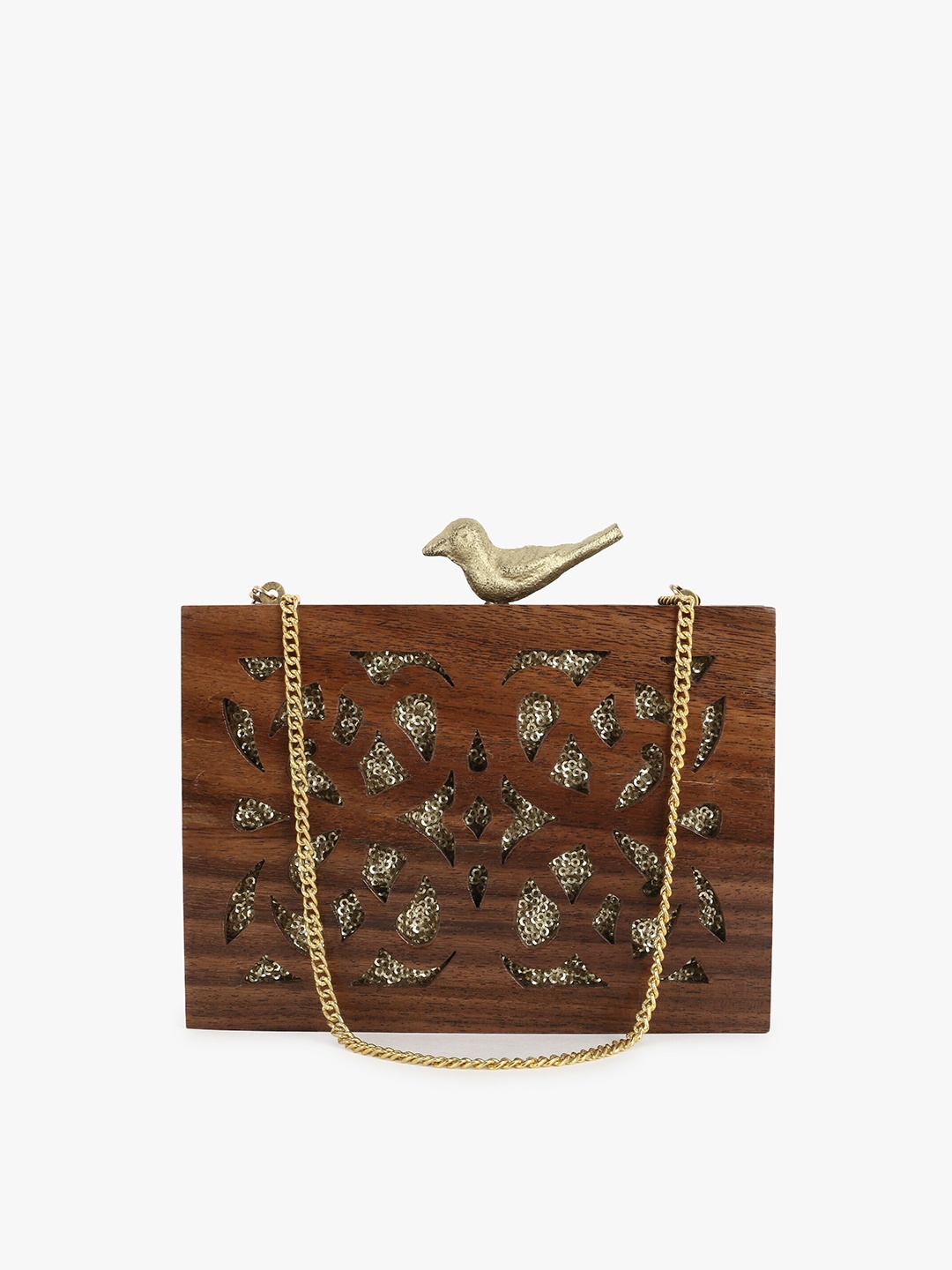 

Anekaant Women Brown Embellished Box Clutches