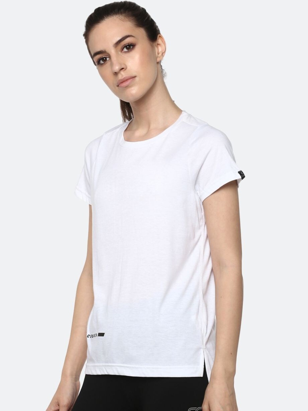 

Silvertraq Women White Slim Fit Pure Cotton T-shirt
