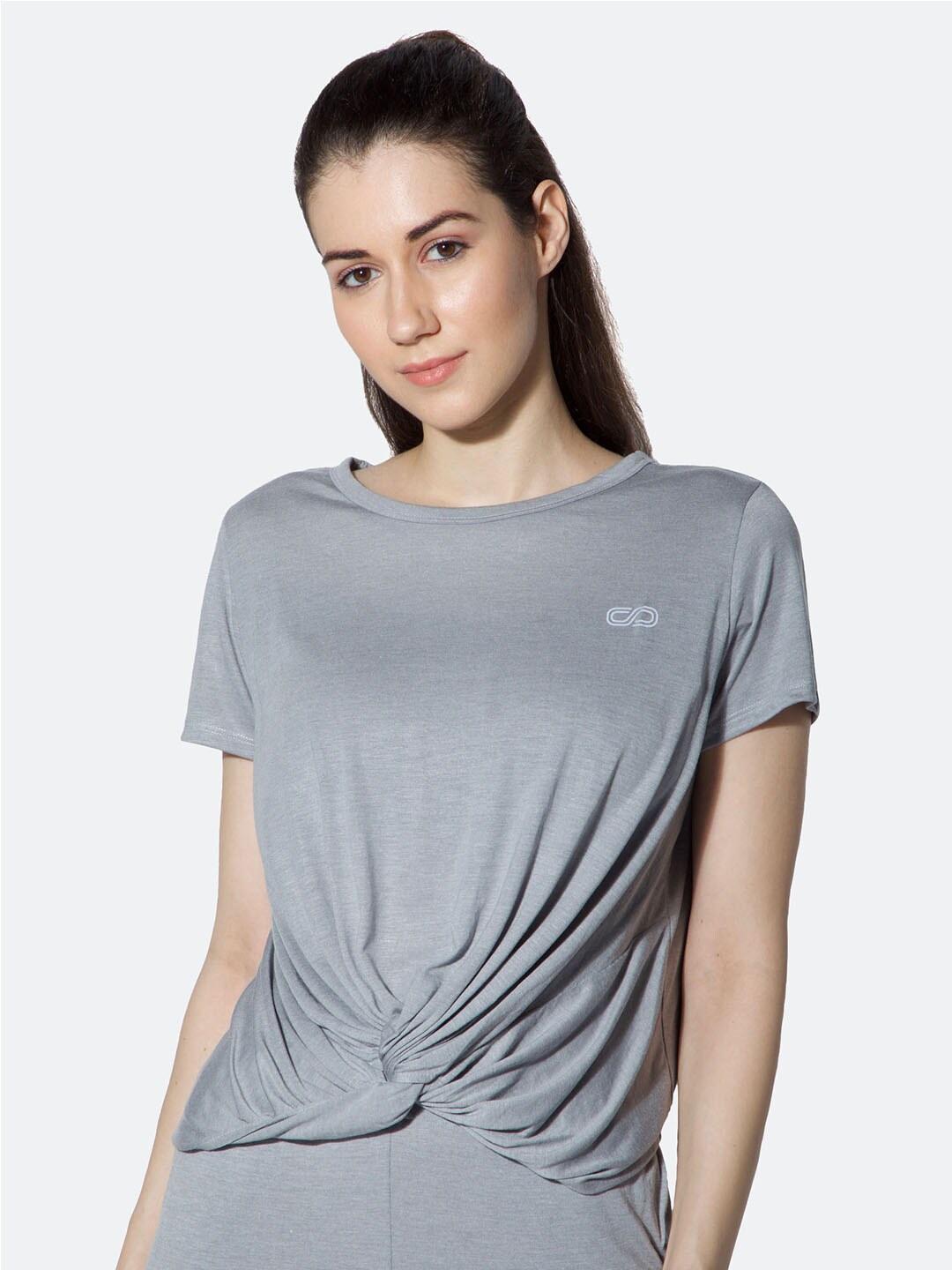 

Silvertraq Women Grey Melange Slim Fit T-shirt